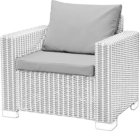 1,2 or 3 Seater Replacement Seat Cushion Pads for Keter Allibert California Rattan Outdoor Furniture | Water Resistant Rattan Patio Set Sofa Cushions Pads (Armchair, Grey)