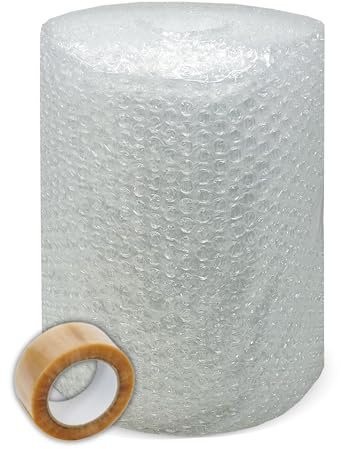 Rouleau de papier bulle 50 cm x 50 m + ruban d'emballage 48 mm x 66 m | Plusieurs dimensions | Idéal pour l'emballage, le déménagement, la protection