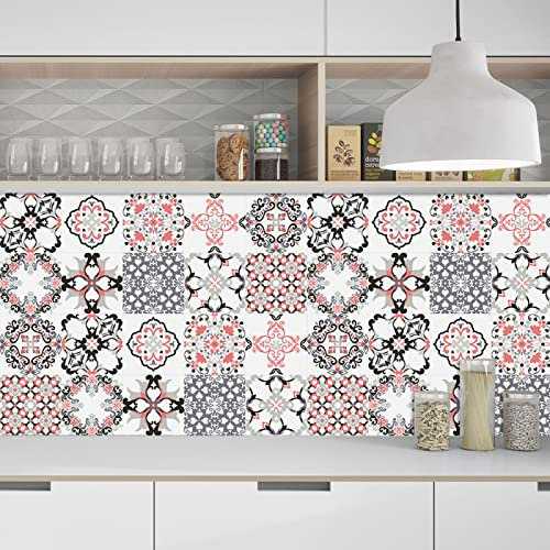 Credence Adhesive pour Cuisine Maroc Poudre Blanc Stickers Cuisine Autocollant Mural Imperméable Carrelage Adhesif Mural Salle de Bain Stickers Carrelage 10 Pièces/15x15cm