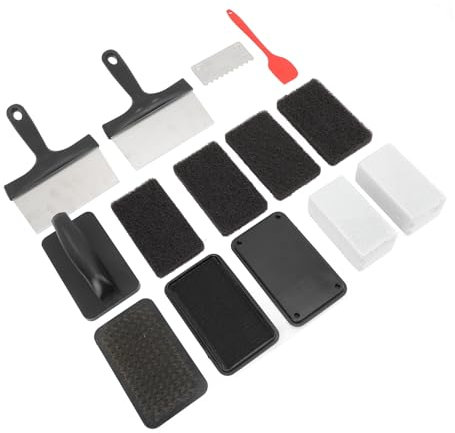 Kit de Limpieza de Plancha, Herramientas Completas, Kit de Limpieza de Parrilla Plana con Anticaliente para Picnic (Trisarhcy8wpb50u-11)
