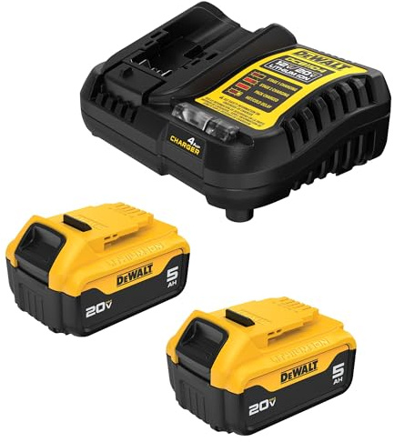 DEWALT 20V MAX XR 5.0 Ah Batería 2 Unidades con Cargador Starter Kit (DCB205-2C)
