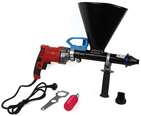 Electric Mortar Grout Gun - Portable Stainless Steel Caulking Tool for Walls with Flat and Round Nozzle, Filling Range 3-15mm - Cement Sprayer for Brick Pointing and Oil Dispenser included