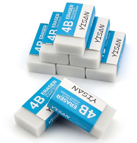YISAN Erasers,Rubbers 8 Pack,Pencil Eraser,White Eraser Dust-Collecting,Single Line Dust for Drawing,71327