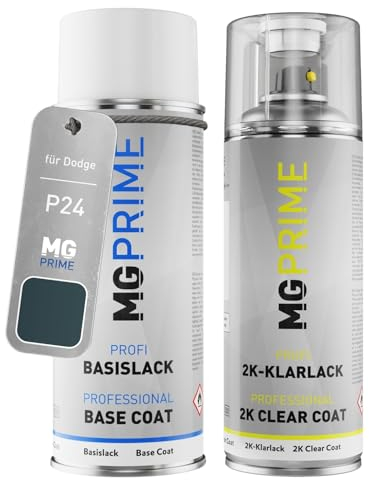 MG PRIME Autolack 2K Spraydosen Set für Dodge P24 Amazon Grey Basislack 2 Komponenten Klarlack Sprühdose