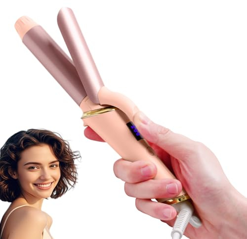 Mini Lockenstab für Kurze Haare,25mm Reise Hair Curler,5 Temperaturen, verstellbar 120 – 200 °C,schnelle Erwärmung, 110–240 V Spannung-Rosa