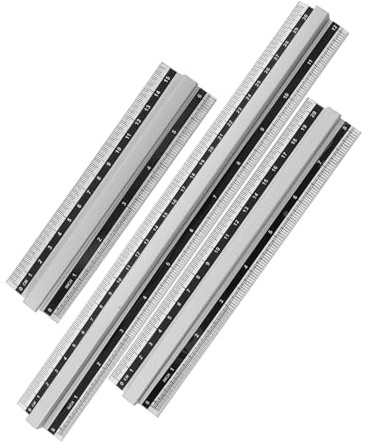 Aluminium Linealsatz 3 Stück mit Griff, Silber, Tragbar | 15cm, 20cm und 30cm, Erhöhte Griffzone, Messwerkzeuge für Schule und Büro