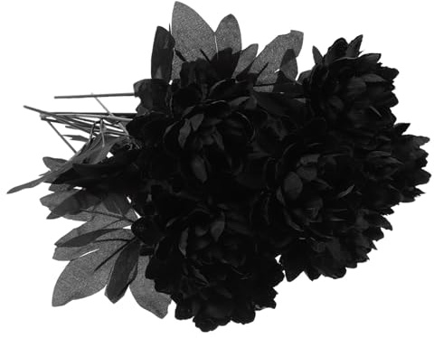 Cabilock 10 Pièces Fleur Artificielle Noire Fausses Fleurs Plantes Fausse Tige De Fleur De Rose Bouquet De Roses d'halloween Fleur De Dahlias Noirs Fausses Fleurs Choisir Décor d'halloween