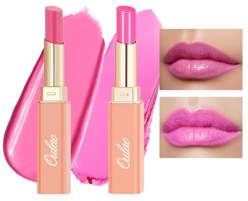 Oulac 2 in1 Lippenstift und Lip Balm, Saftiger und Glänzender lippenpflege Lippenstift,Geschmeidige und Hydratisierte Lippen, Glänzendes Finish für trockene, rissige, spröde Lippen, Vegan