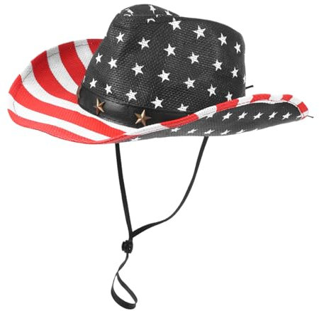 HEMOTON Amerikanischer Flaggenhut Aus Denim Mit Fünfzackigen Sternen Leichter Cowboyhut Für Jungen Und Partyzubehör Zum 4 Juli