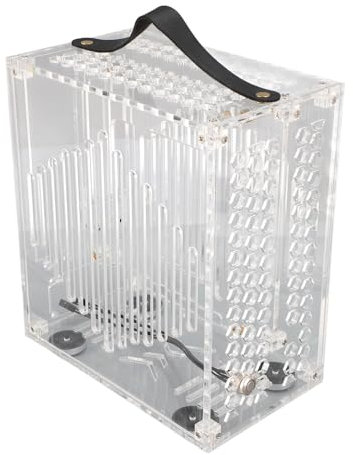 Caja de PC ITX en Miniatura de 23x20,5x12 Cm, Caja de PC Acrílica Transparente Caja de Computadora de Escritorio Portátil DIY Caja de Flujo de Aire Hueco Abierto de 360