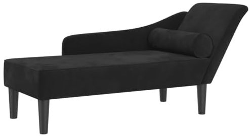 Gecheer Chaiselongue mit Kissen Relaxsessel Relaxliege Fernsehsessel Schlafsofa Liegesessel Liegestuhl Liege Gästebett Loungesessel, für Wohnzimmer, Schlafzimmer, Gästezimmer, Schwarz Samt