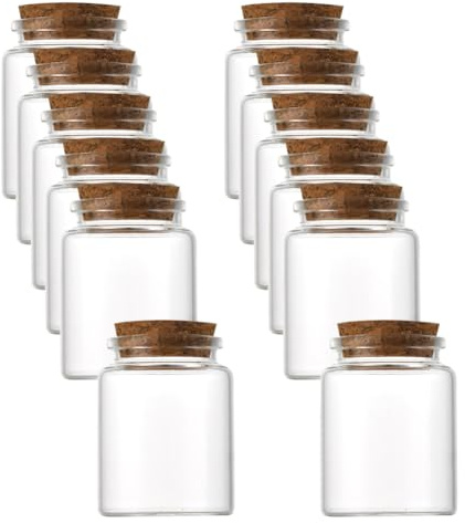JIHUOO Lot de 12 petites bouteilles en verre avec bouchons en liège - Pour mariage, fête prénatale - 60 ml