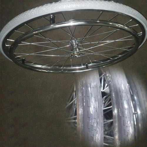Rollator-Gummi-Rollstuhl, 1 solide Rollstuhl-Hinterräder mit Handrad, 24-Zoll-Rollstuhl-Hinterräder Ersatzrollen, nicht aufblasbarer Gummi-Rollstuhlreifen(Having Tire Patterns)