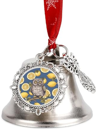 Jingling Bell Decorative Hanging Bells Lemon and Owl Christmas Bell Ornament Hanging for Wind Chimes Doorbell Ornament Craft Bells Pendant Ornament for New Year