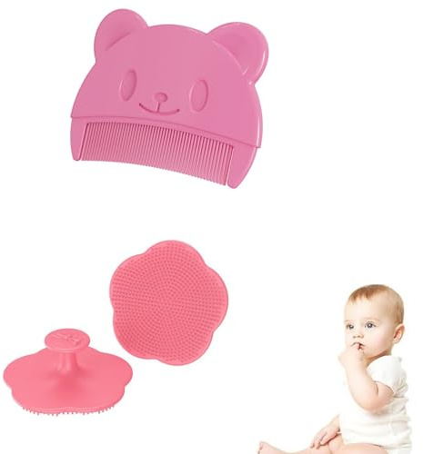Milchschorf Baby Entfernen,2 Stück Babybürste für Milchschorf Entfernen Milchschorf Kamm Baby Baby-Milchschorfbürste Baby Bad Silikonbürste Baby Haarbürste für Trockene Haut,Milchschorf und Ekzeme