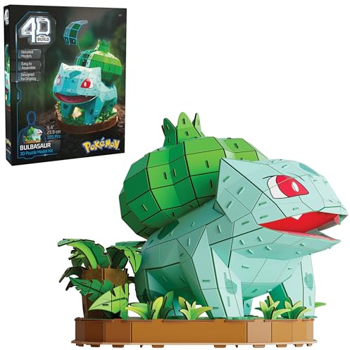 4D Build, Pokémon Bulbasaur 3D Model Kit, Pokémon Collectibles, Kanto Starter Collection, Desk Décor, Adult Puzzles, Building Toys, 3D Puzzles for Adults & Teens, 195 Pieces, for Ages 12 & Up