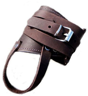 Generisch Lederarmband Kraftband mit Daumenschlaufe aus Hochwertigem Rindsleder Nubuk, Verstellbar durch Rollenschnalle, Handarbeit Made in Germany