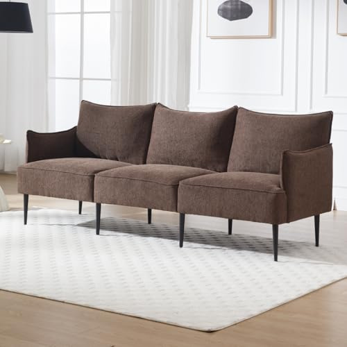 chairus 3 Sitzer Sofa Couch für Wohnzimmer Chenille Loungesofa Sektionssofa Couch mit Metallbeinen Polstersofa Bettsofa Schlafzimmer Büro (Kaffee-3)