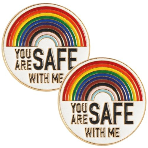 VICASKY You Are Safe With Me Pin Pride Regenbogen Anstecker 2 Stück with Pins Emaille Brosche Für Kleidung Rucksack Und Hut Stilvolle Abzeichen Arzt Studenten Unterstützer