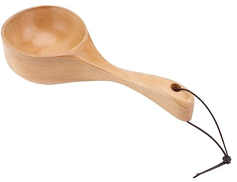 Cabilock Cuillère à Eau en Bois Massif Multifonctionnelle pour Restaurant et Sauna Style Japonerie Ronde