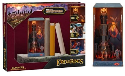 Revell Tiny Adventures Buchstütze Herr der Ringe I Saurons Festung als 3D Holz Puzzle mit LED I DIY Miniaturmodell Book Nook für Bücherregal I Perfekt für Sammler & Fans
