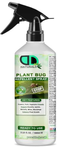 Plant Bug Repellent Spray – 100% Natural & Organic– Safe for Flowers, Fruits & Vegetables – Repels Blackfly, Aphids, Whitefly, Mites & Mealybugs – Enhances Plant Growth – Ready to Use (1000ml Spray)