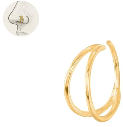 Uplift Us Marketplace 925 Sterling Silver 18K Gold Plated Double Hoop Nose Ring | Earring for Single Piercing Dainty Elegant Loop Snug Fit Eye Catching Unisex Jewelry 22G 8mm (Gold) Pack of 1