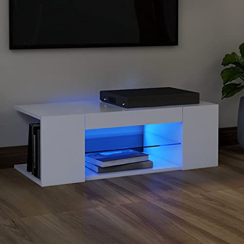 Refined Mueble de TV con Luces LED Blanco 90x39x30 cm