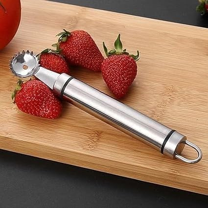 Stainless Steel Strawberry Huller and Tomato Stem Corer Tool Multi-Function Stainless Corer and Pitter Remover for Strawberry Gadgets Kitchen Tool Blade Craft Fruit Tools Fruit and Vegetable Corers