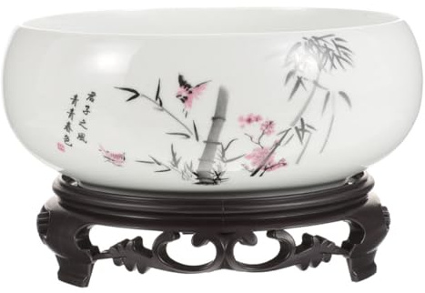 Toyvian Cerámica Lotus Planter Grande Porcelana Azul Blanco Decorativo Sin Drenaje para Jardín y Decoración Interior