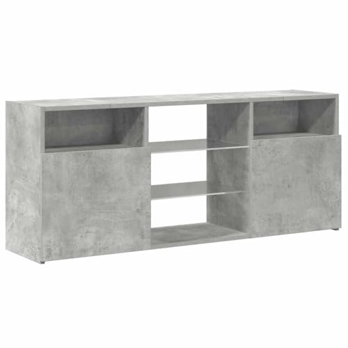 Eleganz Meuble TV gris béton 120 x 30 x 50 cm avec espace de rangement ouvert – Meuble bas avec éclairage LED, meuble TV, étagère TV pour salon