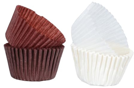 HYTROVE 1000 Cápsulas Para Muffins y Cupcakes Grandes, Papel Apto Para Hornear, Color Marrón y Blanco, Envases Desechables Para Repostería, Ideales Para Fiestas, Cumpleaños y Pastelería Profesional