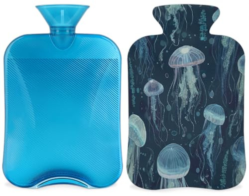 Borsa dell'acqua calda con coperchio, 2 l, per alleviare il dolore, collo morbido e spalle, mani e piedi, impacco caldo e freddo, per adulti e bambini