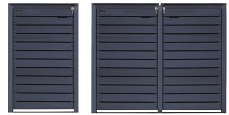 Mülltonnenbox Hamburg für 3 Tonnen 240L Mülltonnenverkleidung Mülltonnecontainer Holz vorimprägniert in anthrazit mit Rückwand