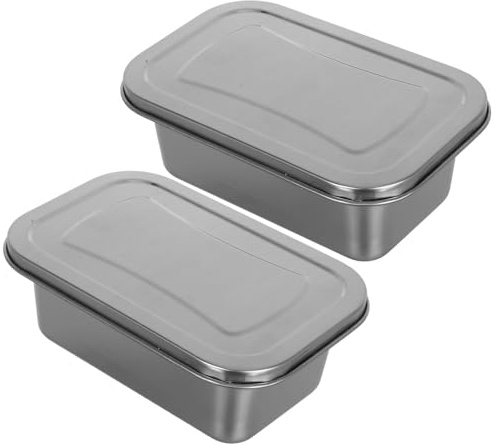 Veemoon Recipiente de Acero Inoxidable para Helado 2piezas 1,2l con Tapa | Tarrinas para Helados, Plata, Conserva Frescura y Evita Derrames en Viaje