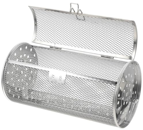 VILLCASE Cages de Cuisson en Acier Inoxydable 12x23 Cm pour Four Électrique, Panier Rotatif Antirouille pour Fruits Secs et Noix, Accessoire Cuisine pour Rôtissoire Barbecue