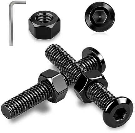 Ezitruz M6 Schrauben Schwarz, 15 Stk Flachkopfschrauben Edelstahl M6x60 mm Linsenkopfschraube Innensechskantschrauben Edelstahlschrauben A2 V2A mit Muttern Sechskantschrauben für Holz Möbelreparatur