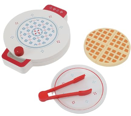 Dilwe Wooden Waffle Kitchen Toy, Lifelike Toddler Playset with Interactive Food Accessories for Pretend Play, Inspires Creativity for Kids Ages 3+