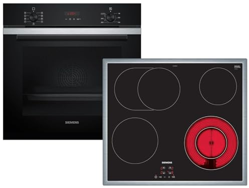 Siemens Set PQ212KA02Z Pyrolyse Backofen Edelstahl HB273ABS3 + Glaskeramikkochfeld ET645BNA1E