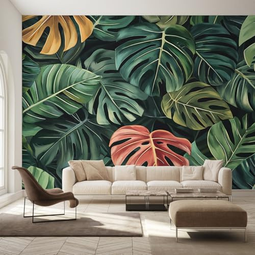 Generisch Tapete Monstera, Pflanzen Blätter Tropischer Dschungel Fototapete Wohnzimmer Schlafzimmer Tapeten, Vliestapete Wandtapete, Mustertapete Wanddeko 150x105 cm (B x H) Y&W30