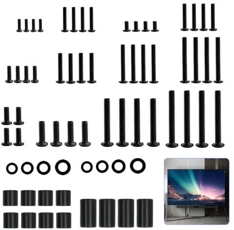 68 Stk für VESA Schrauben Set, M4 M5 M6 M8 Universal Fernseher TV Wandhalterung Schrauben Set für TV Ständer Monitorständer Mounting Hardware, Bis Zu 80 Zoll, mit Abstandshalte Unterlegscheiben