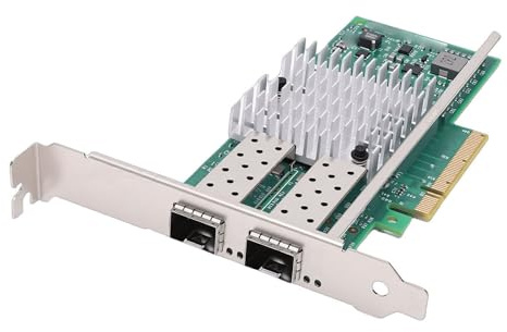 Tosuny Tarjeta de Red de Fibra óptica PCIe X8 de 10 GB, Adaptador Ethernet de Puertos SFP+ Duales con Soporte de Chip 82599 para Chip 82599, Soporte Amplio de Operativo