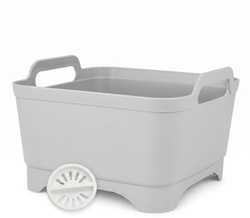 EVERGOODS Washing Up Bowl with Plug & Strainer, Collapsible Sink Basin, Large Multi-Purpose Washing Up Bowl for Kitchen Sink, Fruit & Vegetable Wash, Camping & Home Use (Grey)