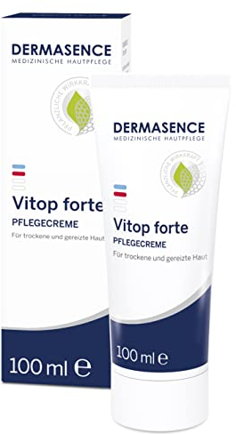 DERMASENCE Vitop forte Pflegecreme, 100 ml – bei sehr trockener & gereizter Haut, beruhigt Juckreiz, schützt vor Reizungen, vegan, zieht schnell ein, für Neurodermitis-Haut, auch für Kinder geeignet