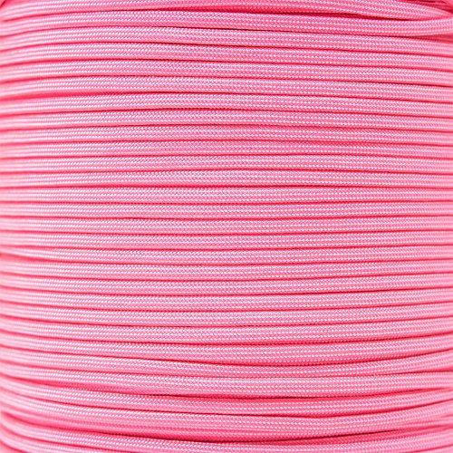 Paracord Planet Streifen Muster Typ III 550 Paracord – Helle Farbe Auswahl – erhältlich in 10, 25, 50, 100, 250, und 1000 Füße, Basic Pink with Baby Pink Stripes, 10 Feet