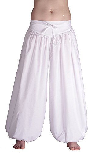 Leucht-Welten Damen Ballonhose Weite Pumphose Pluderhose Weiß Einheitsgröße