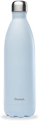 Qwetch - Trinkflasche Originals Edelstahl Isolierflasche 1L Pastell Blau - Thermosflasche 24h Kalt & 12h Heiß - Auslaufsicher, BPA-frei, Wiederverwendbar - Perfekt für Sport, Reisen, Büro & Wandern
