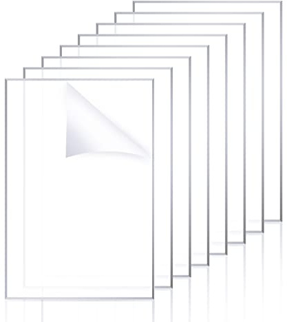 10 Pack Clear Acrylic Sheet 8x12 2mm Thick Transparent Plastic Acrylic Board Rectangular Clear Acrylic Panel Cast Plexiglass Sheet Glass Replacement for DIY Display Projects, Craft, Photo Frame