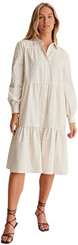 NA-KD Vestido Midi con Botones Informal, Beige Cuadros, 38 para Mujer