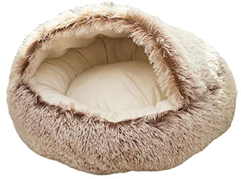Creatwls Weiche Lange Plüsch-Hundematte, Sofa Fell Haustierbetten, Shell-Hundebetten, Haustierbett, Waschbare Hundematratze, Hundebett, Anti-Rutsch-Pad Halbgeschlossene Hunde und Katzenhöhl